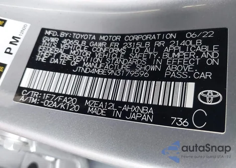 2022 Toyota Corolla Se Nightshade Edition из США, поврежденный, VIN JTND4MBE9N3179596